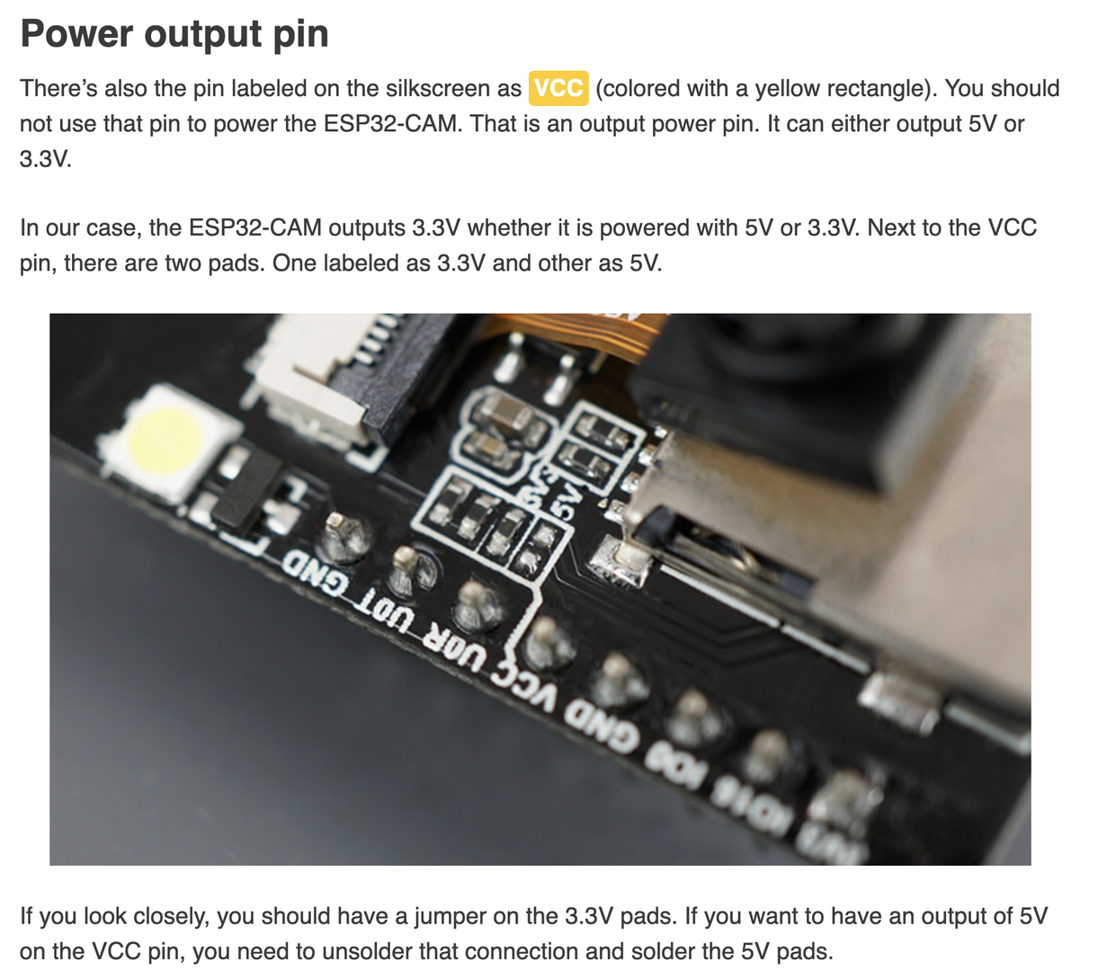 Power up the ESP32-CAM on the Input Voltage Pin 5V – Dr. Mountain